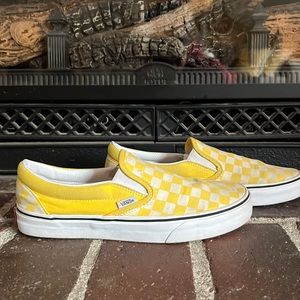 Yellow Slip-on Checker Vans